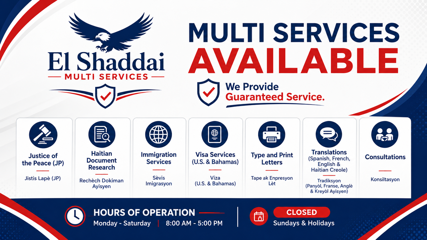 EL Shaddai Multi Services available banner