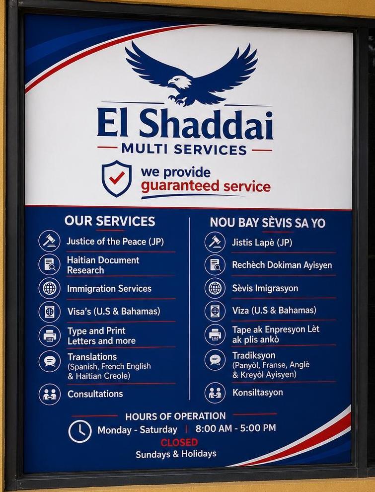 El Shaddai Multi Services flyer
